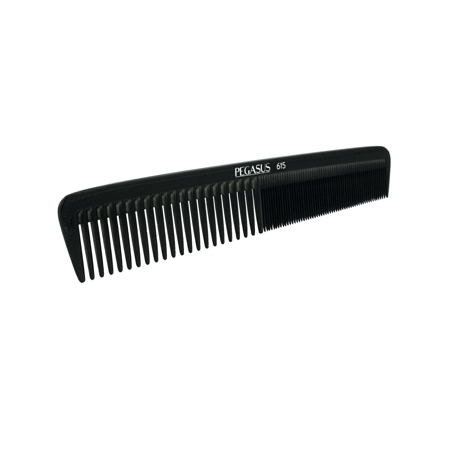 Pegasus 615, 7in Hard Rubber Clipper Comb, Handmade, Seamless, Smooth Edges, Anti Static, Heat and Chemically Resistant, Portable Pocket Purse Dresser Comb | Peines de goma dura - Black