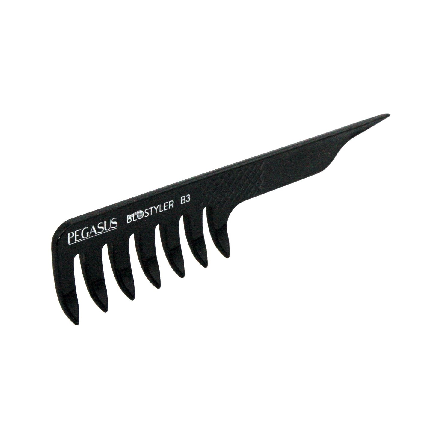 Pegasus 509_B3, 7in Blow Dry Comb, Handmade, Seamless, Smooth Edges, Anti Static, Heat and Chemically Resistant, Wet Hair, Everyday Grooming Comb | Peines de goma dura - Black