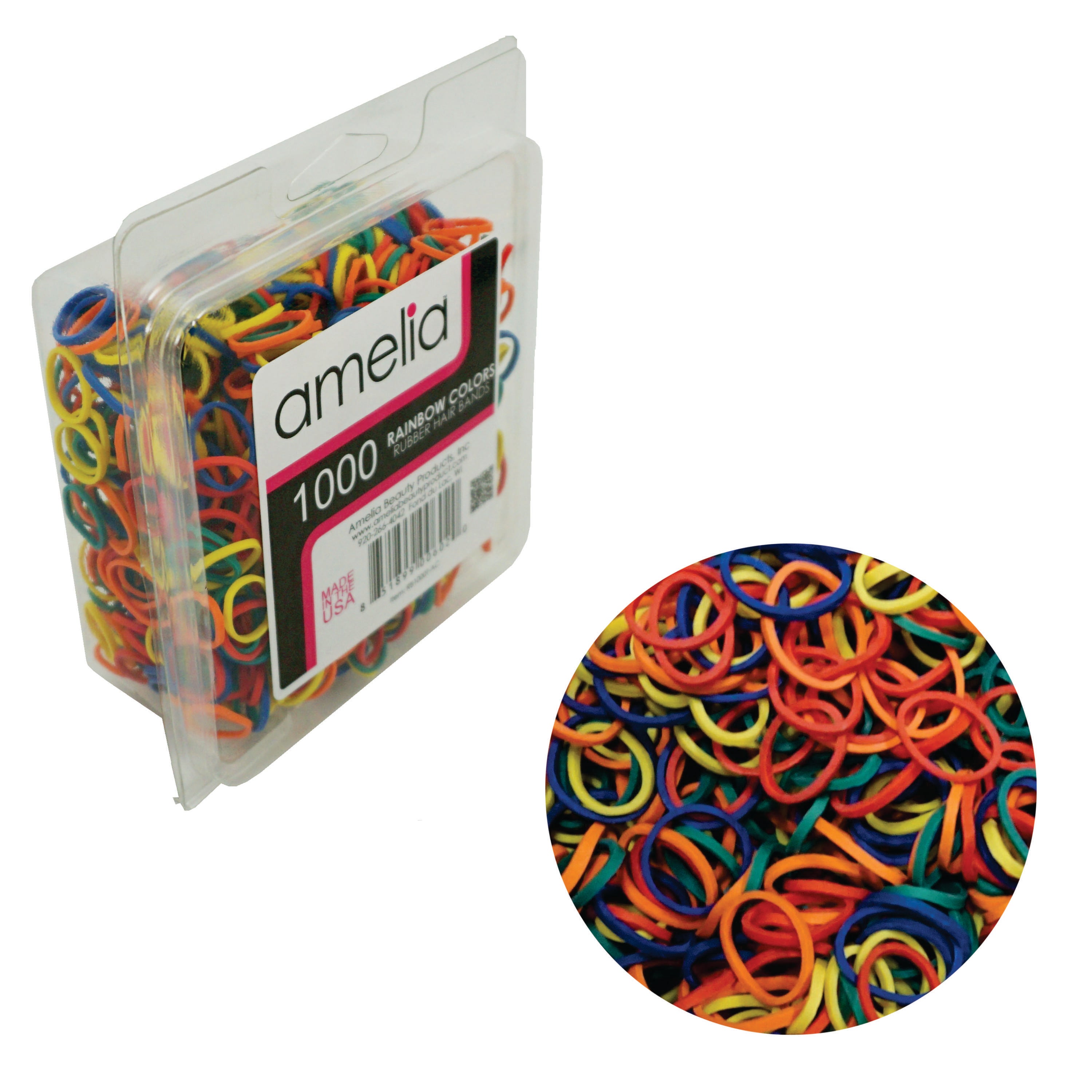 Amelia Beauty 1000, Rainbow Mix, Standard Size, Rubber Bands for Pony  Tails and Braids, Made in the USA!! – Amelia Beauty Products