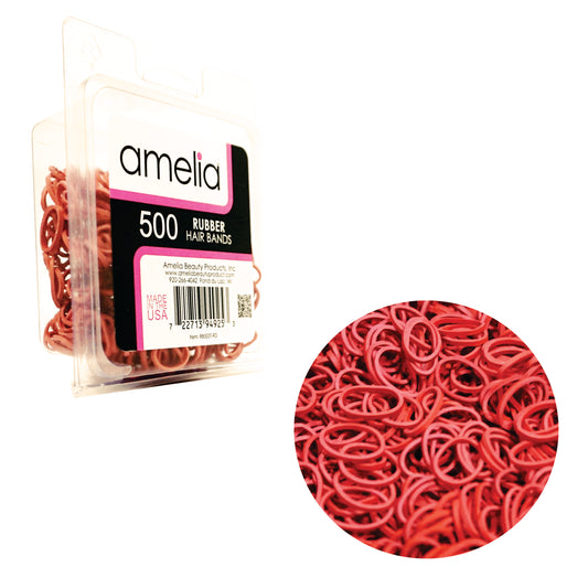 Amelia Beauty | 1/2in, Red, Elastic Rubber Band Pony Tail Holders | Made in USA, Ideal for Ponytails, Braids, Twists, Dreadlocks, Styling Accessories for Women, Men and Girls | 500 Pack