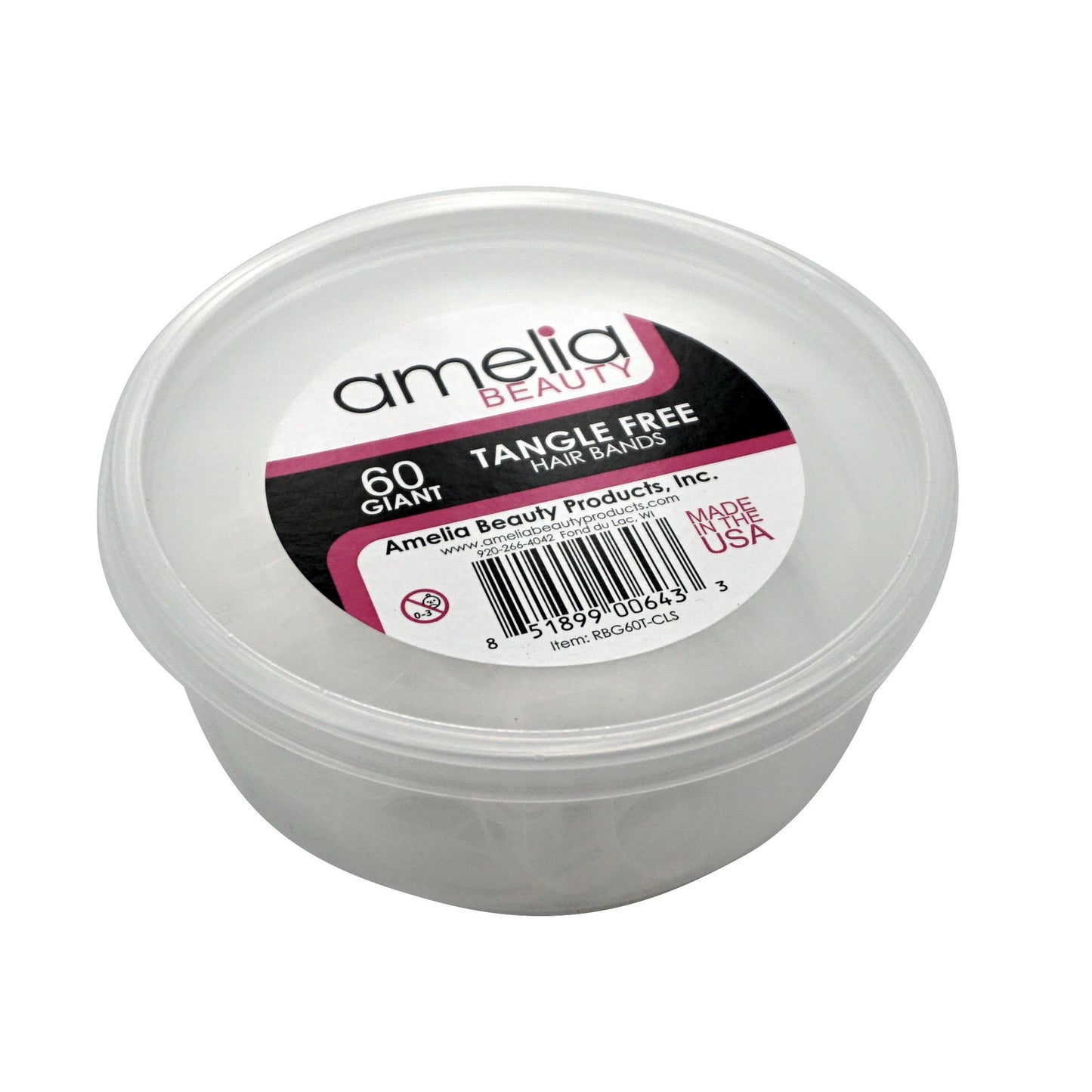 60, Clear, Giant Size, Tangle Free for Ponytails and Braids