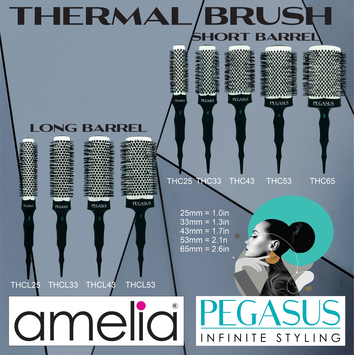 25mm (1in), Thermal Barrel Brush with Sectioning End, Pegasus THC25