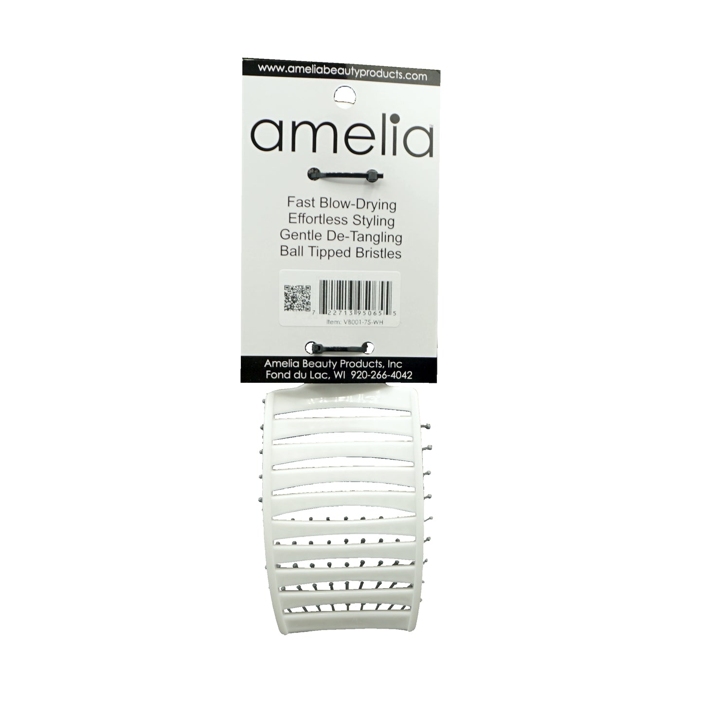 9.5in Vented Brush - Nylon Bristles, White
