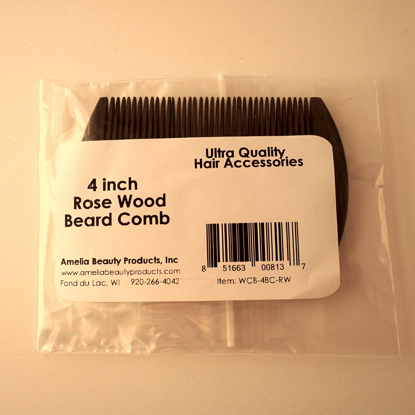 4in Rose Wood Beard/Mustache Comb - CLOSEOUT, LIMITED STOCK AVAILABLE
