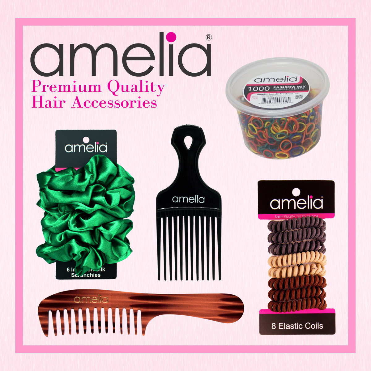 Amelia Beauty | 1000 Count, 1/2in Blue Rubber Hair Bands | Made in USA | Ideal for Ponytails, Braids, Twists & Locs