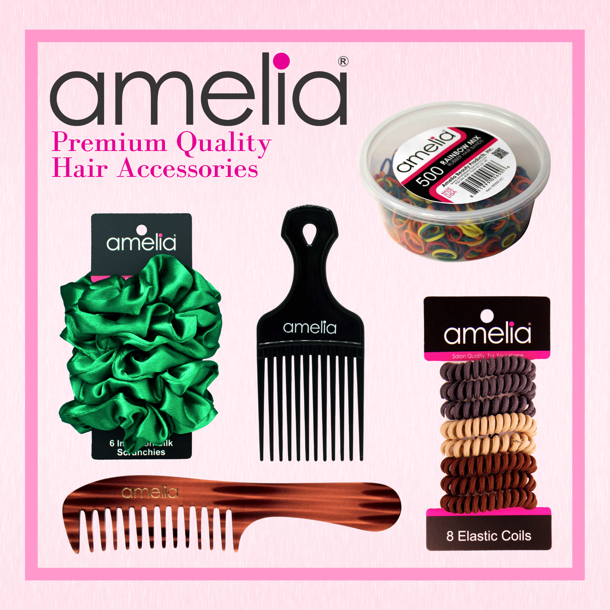 Amelia Beauty | 500 Count, 1/2in Rainbow Mix Rubber Hair Bands | Made in USA | Ideal for Ponytails, Braids, Twists & Locs