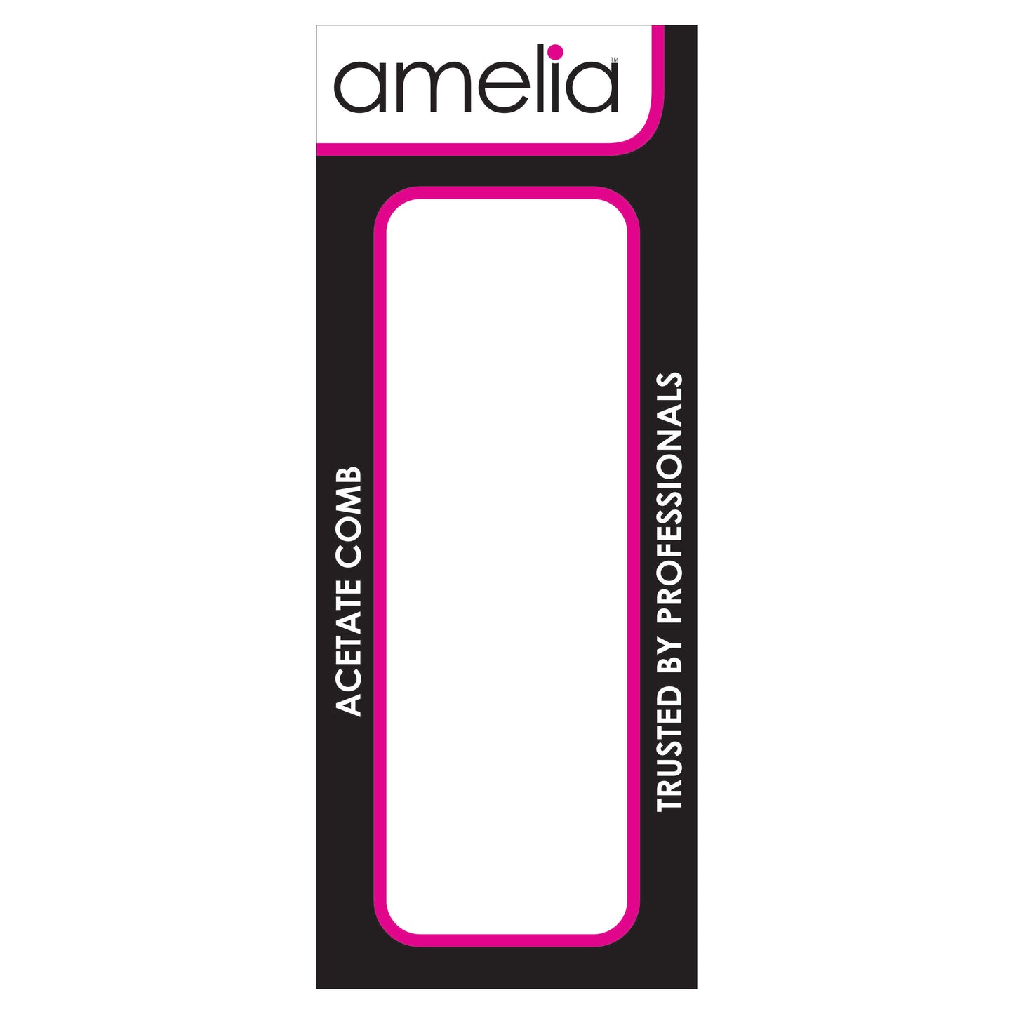 Amelia Beauty Cellulose Acetate 7in Styling Comb, Handmade, Smooth Edges, Eco-Friendly Plant Based Material, Fine and Course Teeth - Black Color