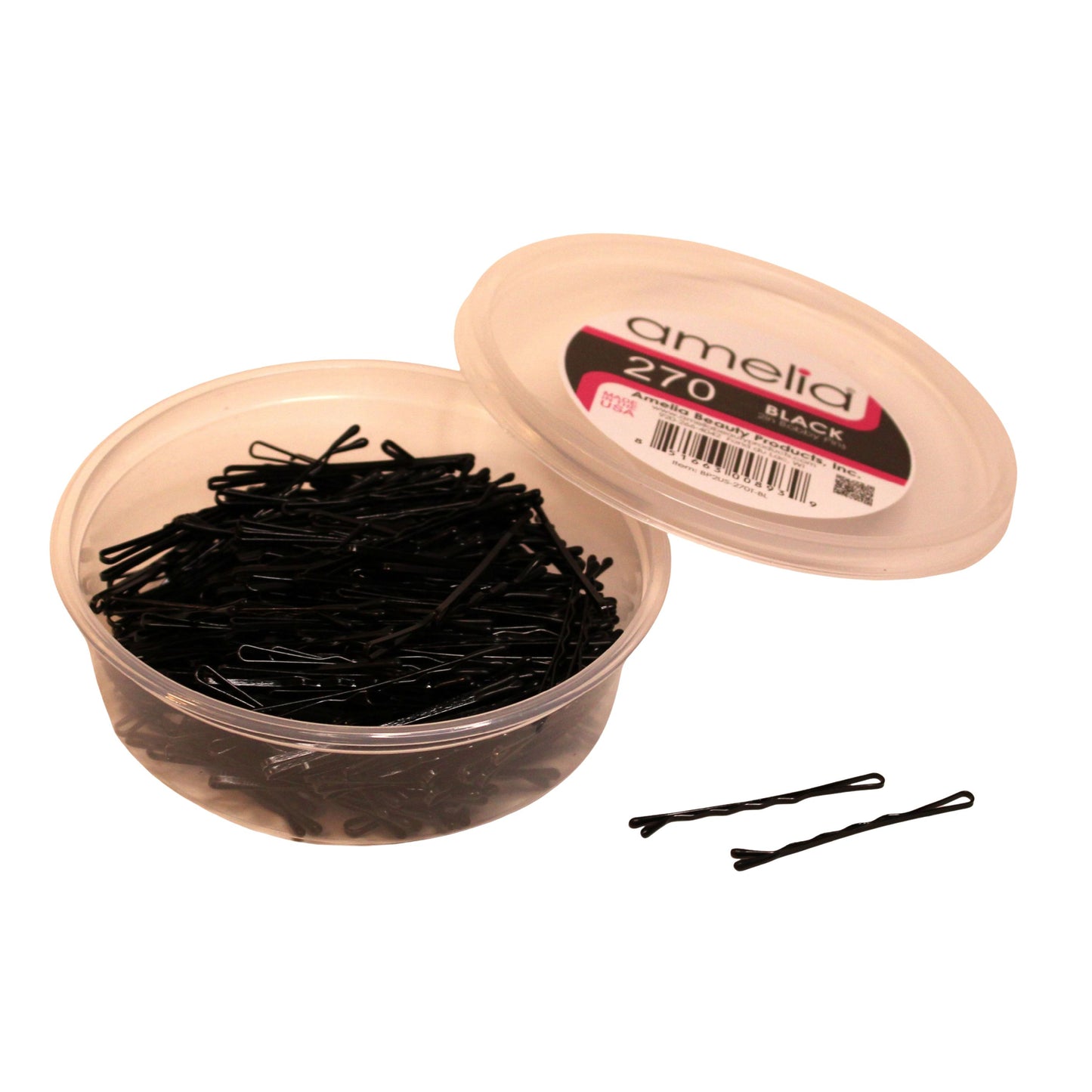 270 Premium Black Bobby Pins,  2 Inch, US-Made Professional Hair Pins with Secure All-Day Hold, Smooth Tips for Styling, Buns & Updos