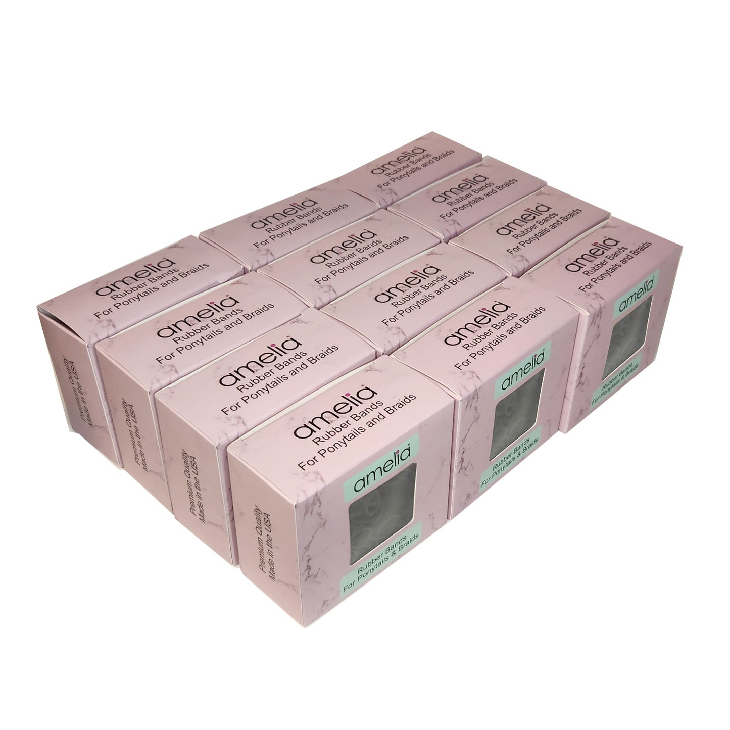 Amelia Beauty | 1/2in, 1000ct Elastic Rubber Band Pony Tail Holders | Made in USA | Dozen Pack