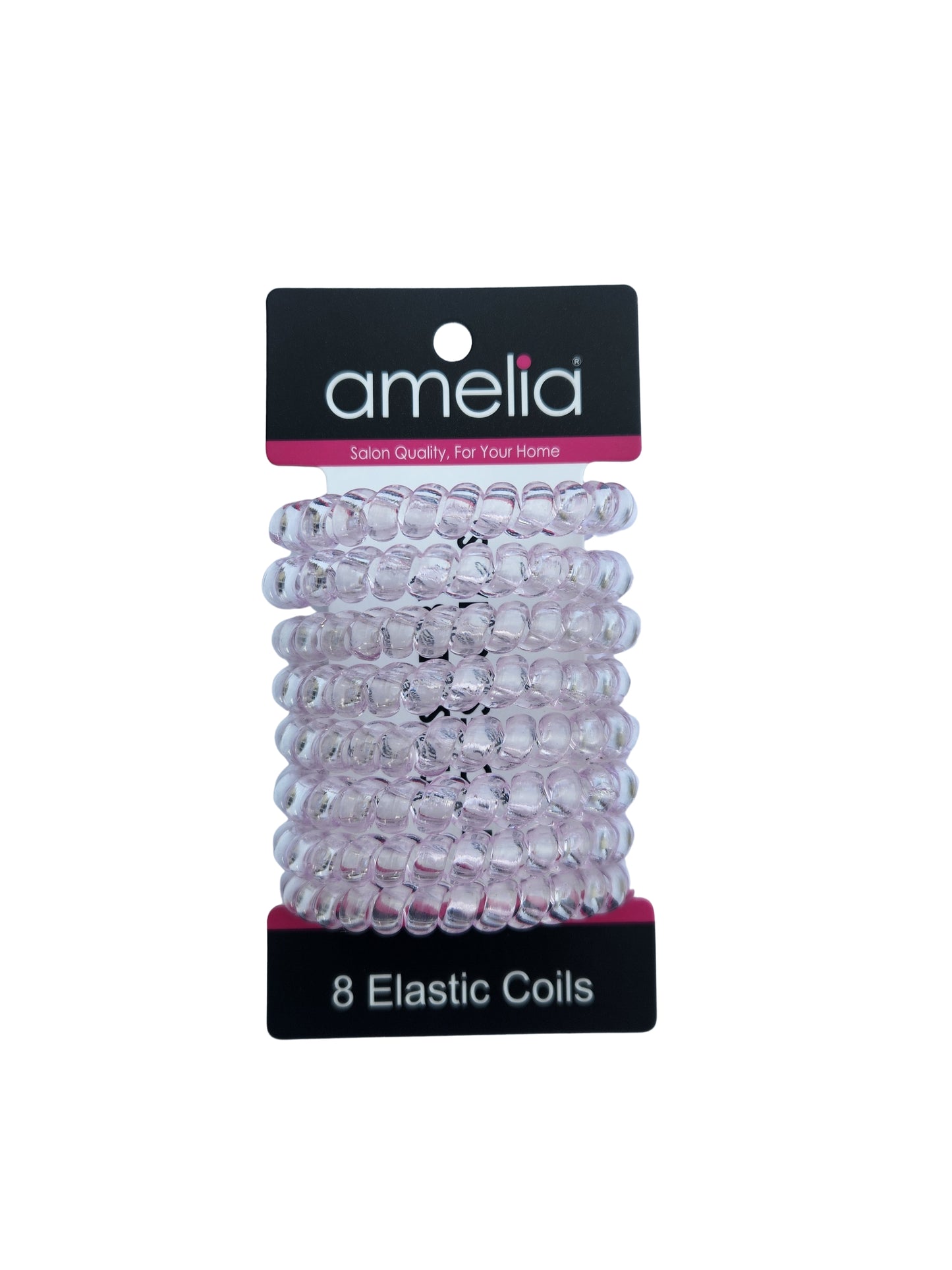 Amelia Beauty Products 8 Large Smooth Elastic Hair Coils, 2. 5in Diameter Thick Spiral Hair Ties, Gentle on Hair, Strong Hold and Minimizes Dents and Creases, PInk