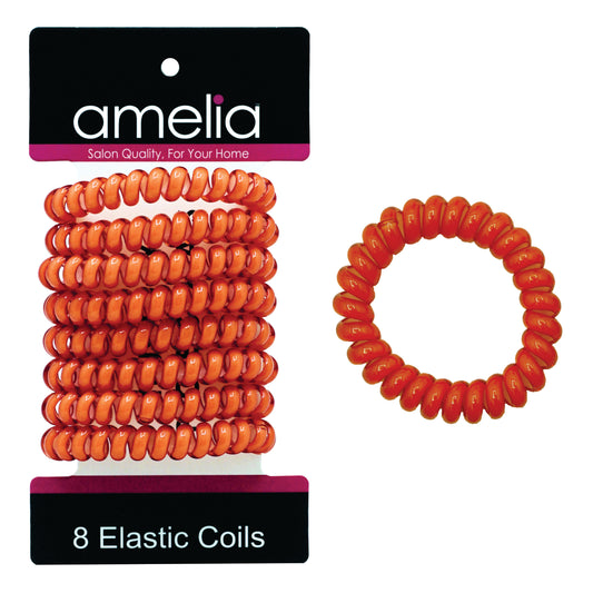 Amelia Beauty Products 8 Medium Elastic Hair Coils, 2.0in Diameter Thick Spiral Hair Ties, Gentle on Hair, Strong Hold and Minimizes Dents and Creases, Cherry