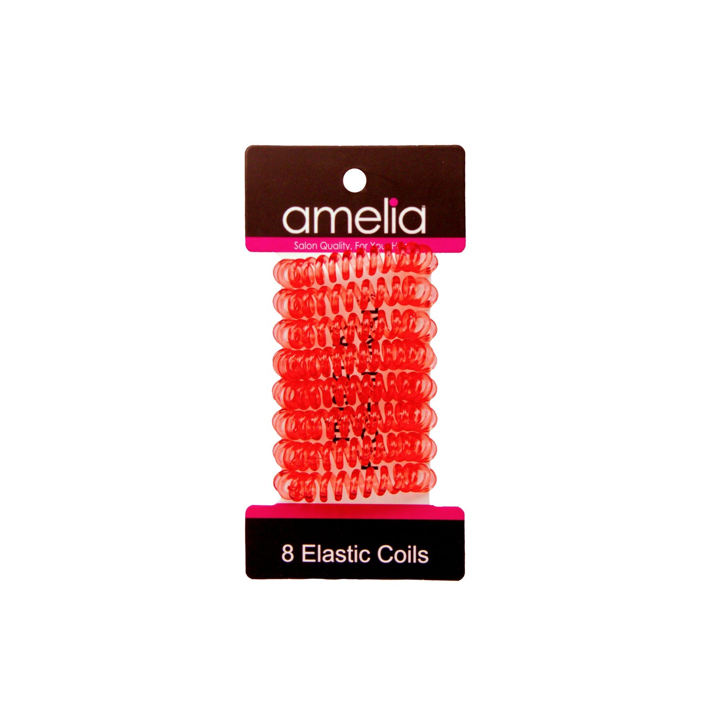 Amelia Beauty Products 8 Small Elastic Hair Coils, 1.5in Diameter Thick Spiral Hair Ties, Gentle on Hair, Strong Hold and Minimizes Dents and Creases, Red