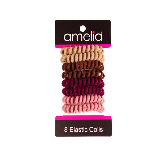 Amelia Beauty, 8 Small Fabric Wrapped Elastic Hair Coils, 1.75in Diameter Spiral Hair Ties, Gentle on Hair, Strong Hold and Minimizes Dents and Creases, Autumn Blend