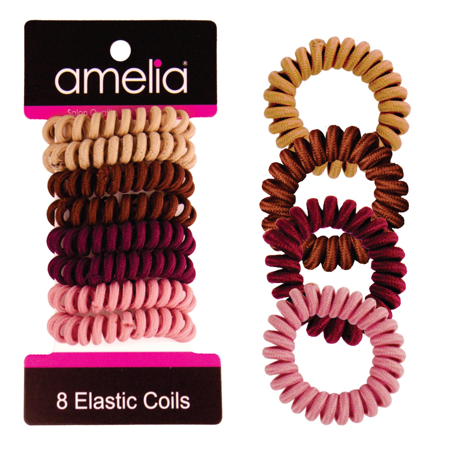 Amelia Beauty, 8 Small Fabric Wrapped Elastic Hair Coils, 1.75in Diameter Spiral Hair Ties, Gentle on Hair, Strong Hold and Minimizes Dents and Creases, Autumn Blend