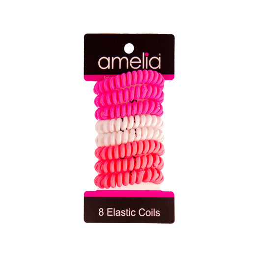 Amelia Beauty, 8 Small Fabric Wrapped Elastic Hair Coils, 1.75in Diameter Spiral Hair Ties, Gentle on Hair, Strong Hold and Minimizes Dents and Creases, Brights Mix