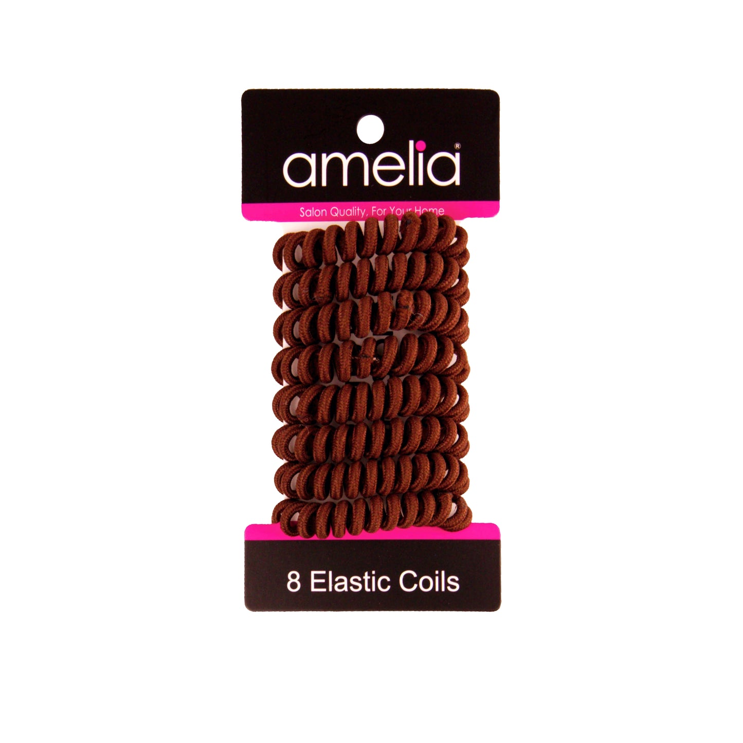 Amelia Beauty, 8 Small Fabric Wrapped Elastic Hair Coils, 1.75in Diameter Spiral Hair Ties, Gentle on Hair, Strong Hold and Minimizes Dents and Creases, Brown