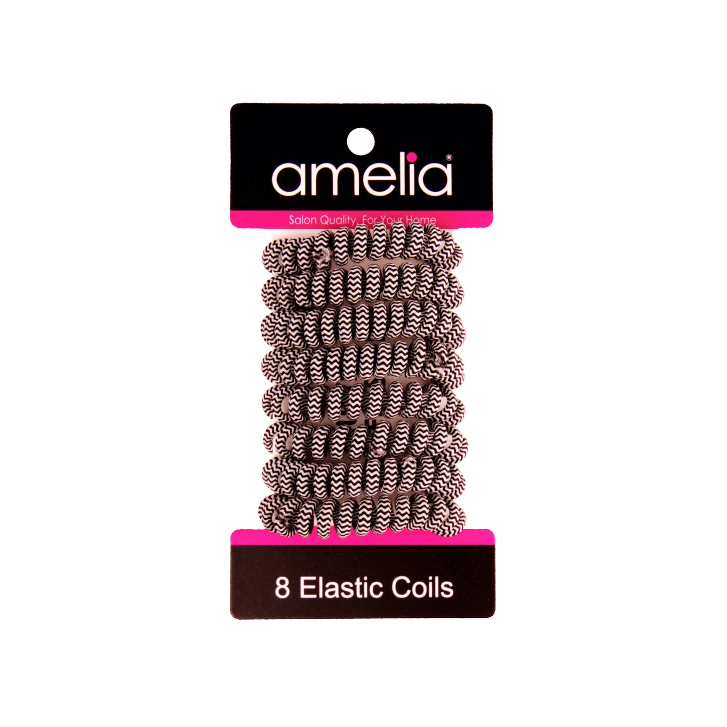 Amelia Beauty, 8 Small Fabric Wrapped Elastic Hair Coils, 1.75in Diameter Spiral Hair Ties, Gentle on Hair, Strong Hold and Minimizes Dents and Creases, White with Black Stripe