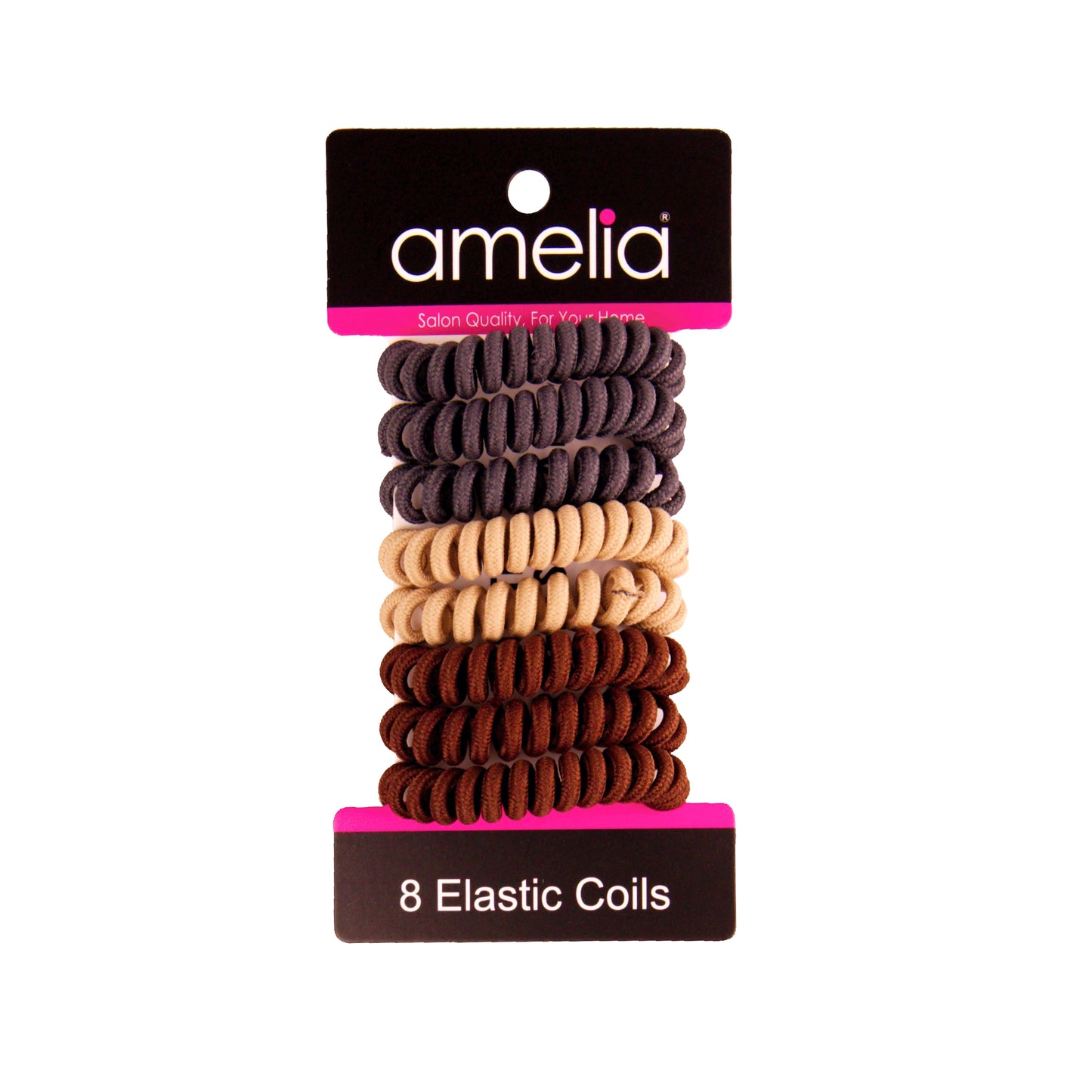 Amelia Beauty, 8 Small Fabric Wrapped Elastic Hair Coils, 1.75in Diameter Spiral Hair Ties, Gentle on Hair, Strong Hold and Minimizes Dents and Creases, Earth Tones