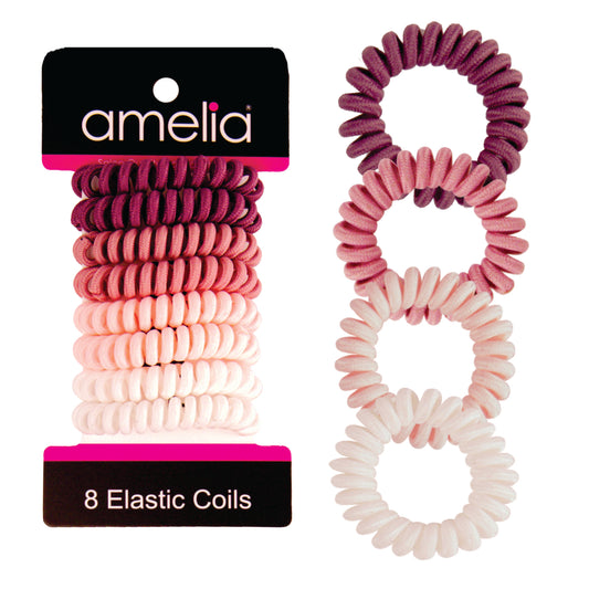 Amelia Beauty, 8 Small Fabric Wrapped Elastic Hair Coils, 1.75in Diameter Spiral Hair Ties, Gentle on Hair, Strong Hold and Minimizes Dents and Creases, Neutral Tones