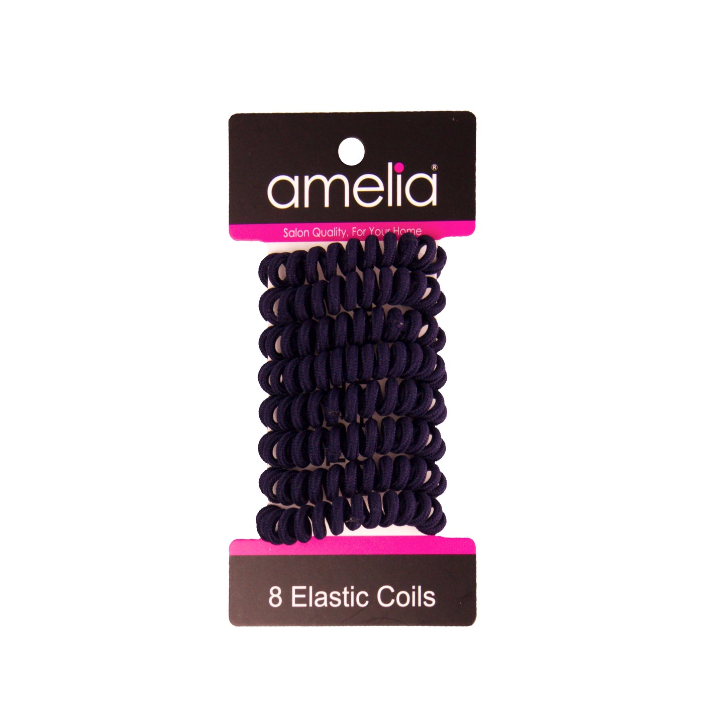 Amelia Beauty, 8 Small Fabric Wrapped Elastic Hair Coils, 1.75in Diameter Spiral Hair Ties, Gentle on Hair, Strong Hold and Minimizes Dents and Creases, Navy Blue