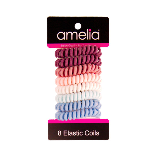 Amelia Beauty, 8 Small Fabric Wrapped Elastic Hair Coils, 1.75in Diameter Spiral Hair Ties, Gentle on Hair, Strong Hold and Minimizes Dents and Creases, Sunset Mix