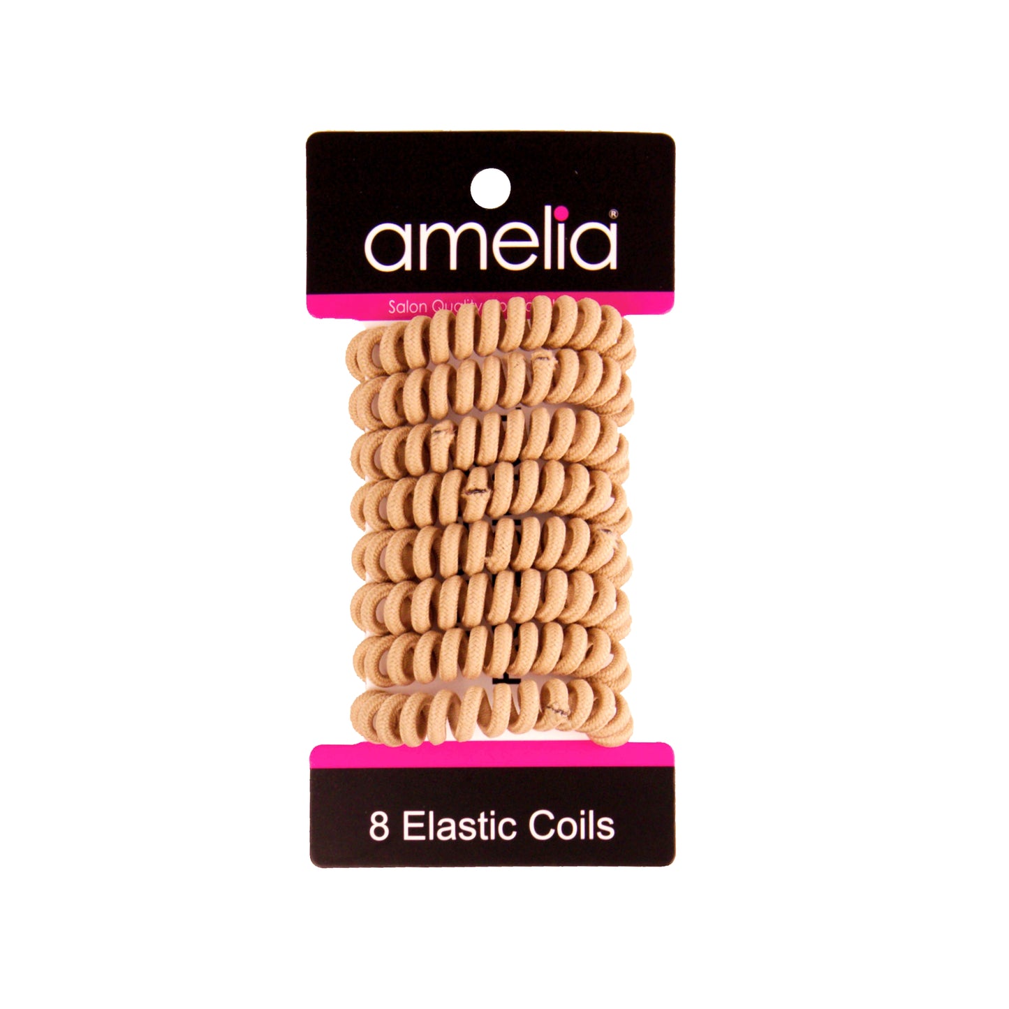 Amelia Beauty, 8 Small Fabric Wrapped Elastic Hair Coils, 1.75in Diameter Spiral Hair Ties, Gentle on Hair, Strong Hold and Minimizes Dents and Creases, Tan
