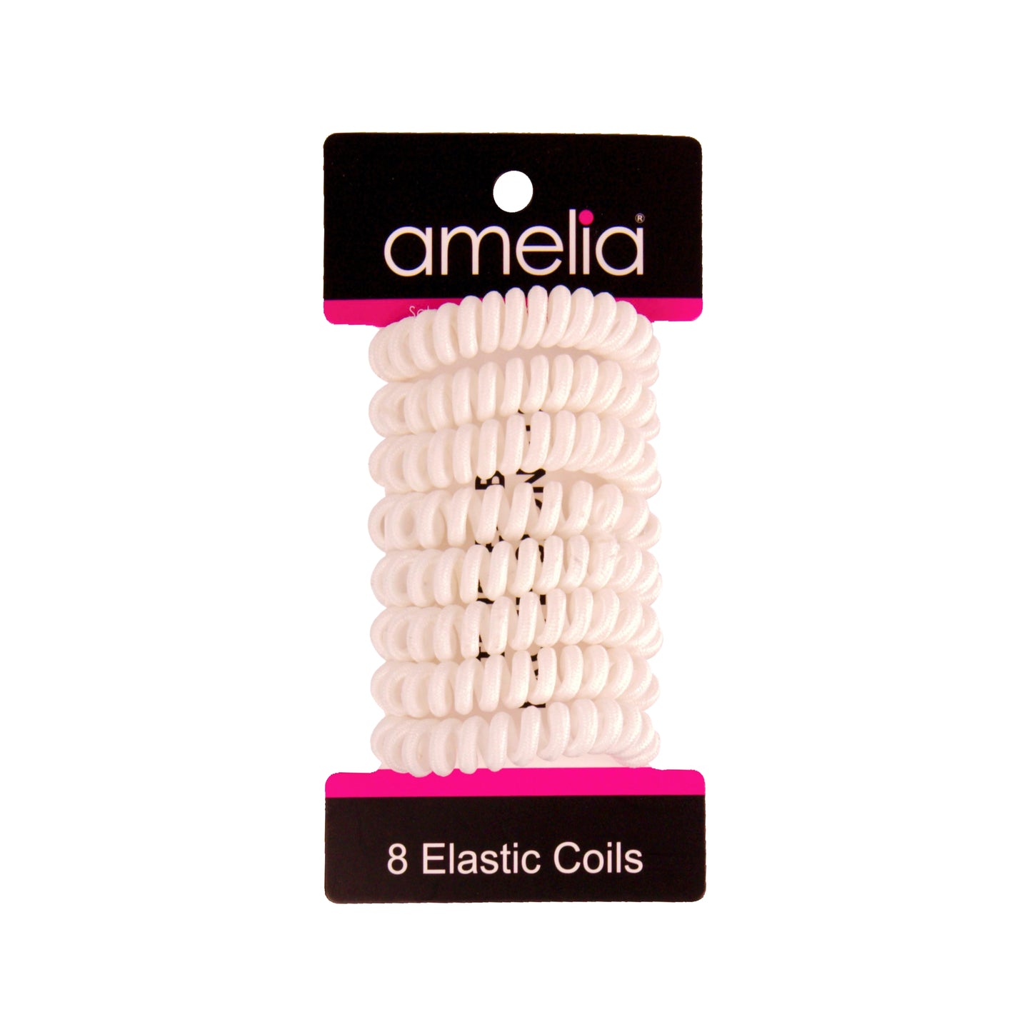 Amelia Beauty, 8 Small Fabric Wrapped Elastic Hair Coils, 1.75in Diameter Spiral Hair Ties, Gentle on Hair, Strong Hold and Minimizes Dents and Creases, White