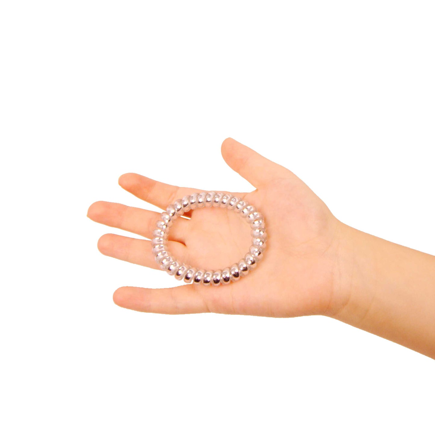 Amelia Beauty Products 8 Large Smooth Shiny Center Elastic Hair Coils, 2. 5in Diameter Thick Spiral Hair Ties, Gentle on Hair, Strong Hold and Minimizes Dents and Creases, Pink