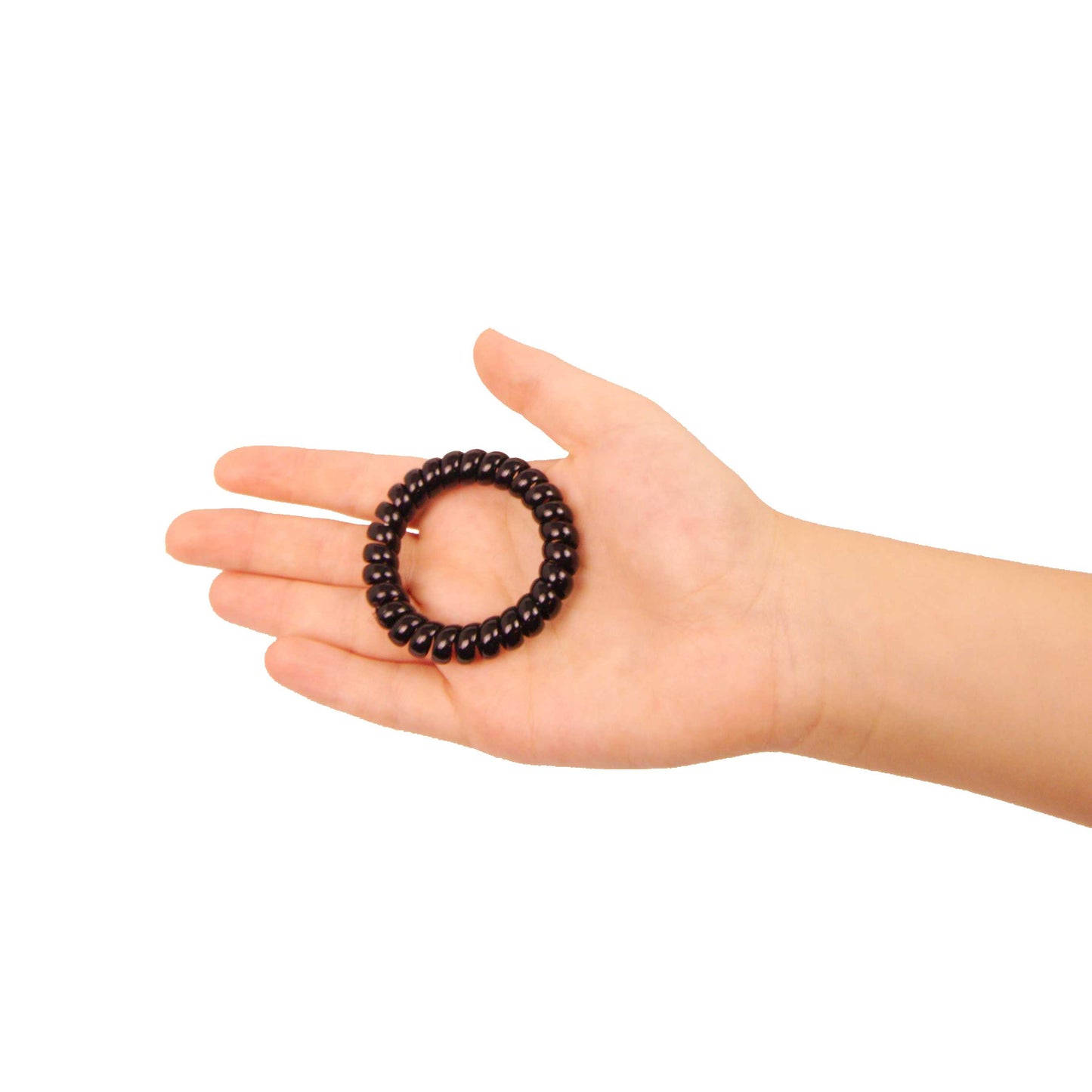 Amelia Beauty Products 8 Medium Elastic Hair Coils, 2.0in Diameter Thick Spiral Hair Ties, Gentle on Hair, Strong Hold and Minimizes Dents and Creases, Black