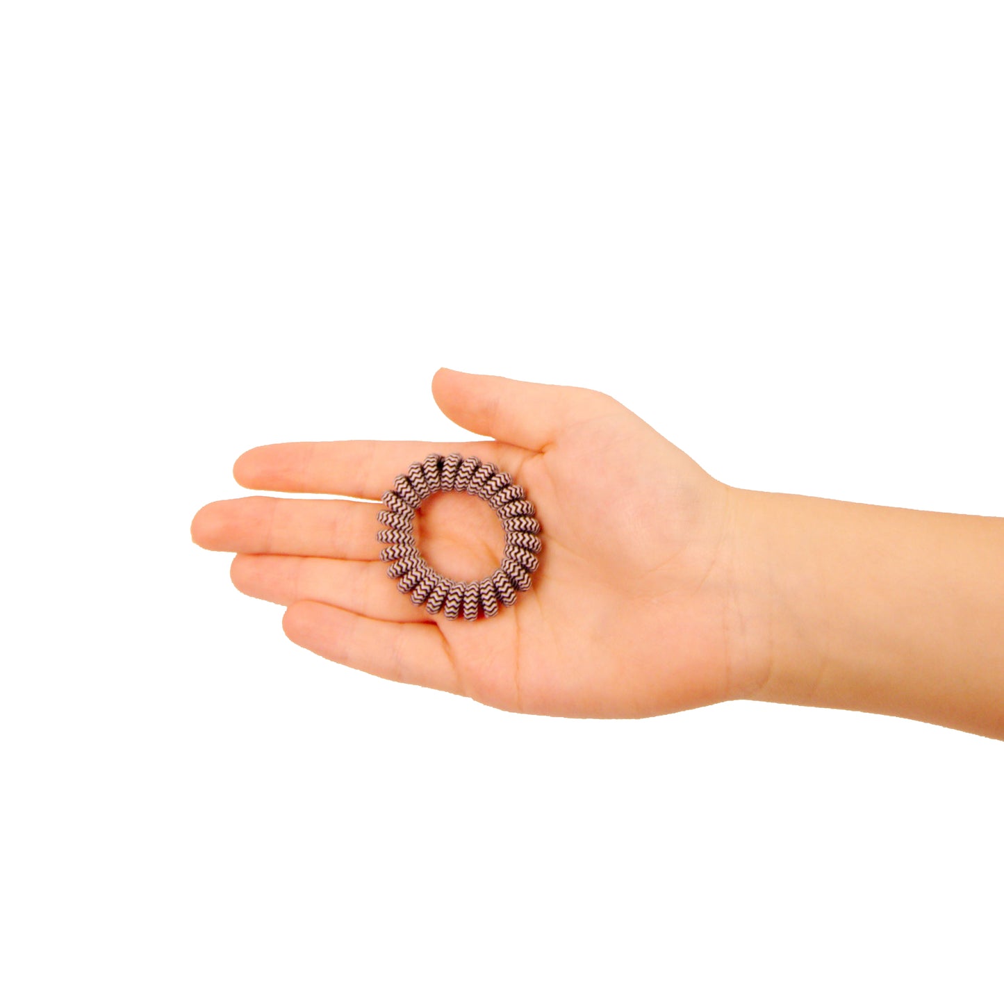 Amelia Beauty, 8 Small Fabric Wrapped Elastic Hair Coils, 1.75in Diameter Spiral Hair Ties, Gentle on Hair, Strong Hold and Minimizes Dents and Creases, White with Black Stripe