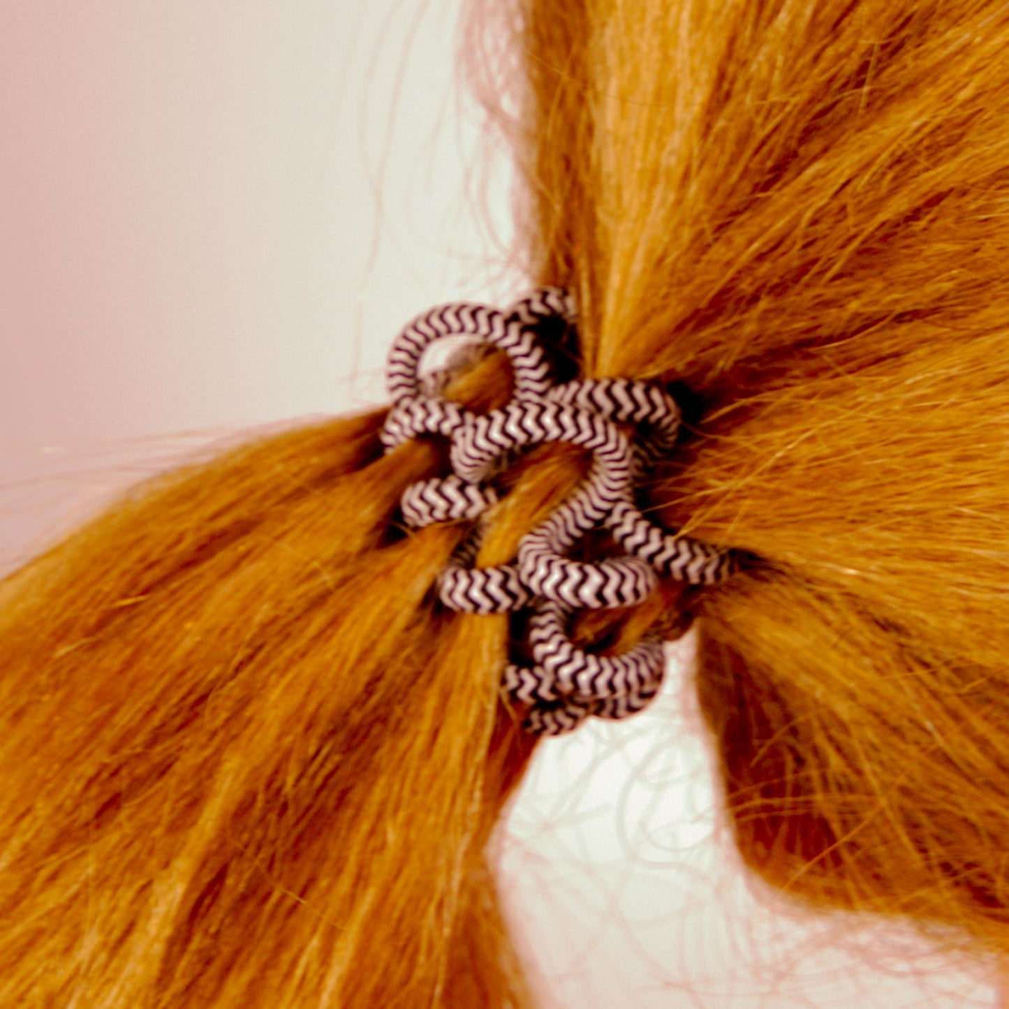 Amelia Beauty, 8 Small Fabric Wrapped Elastic Hair Coils, 1.75in Diameter Spiral Hair Ties, Gentle on Hair, Strong Hold and Minimizes Dents and Creases, White with Black Stripe