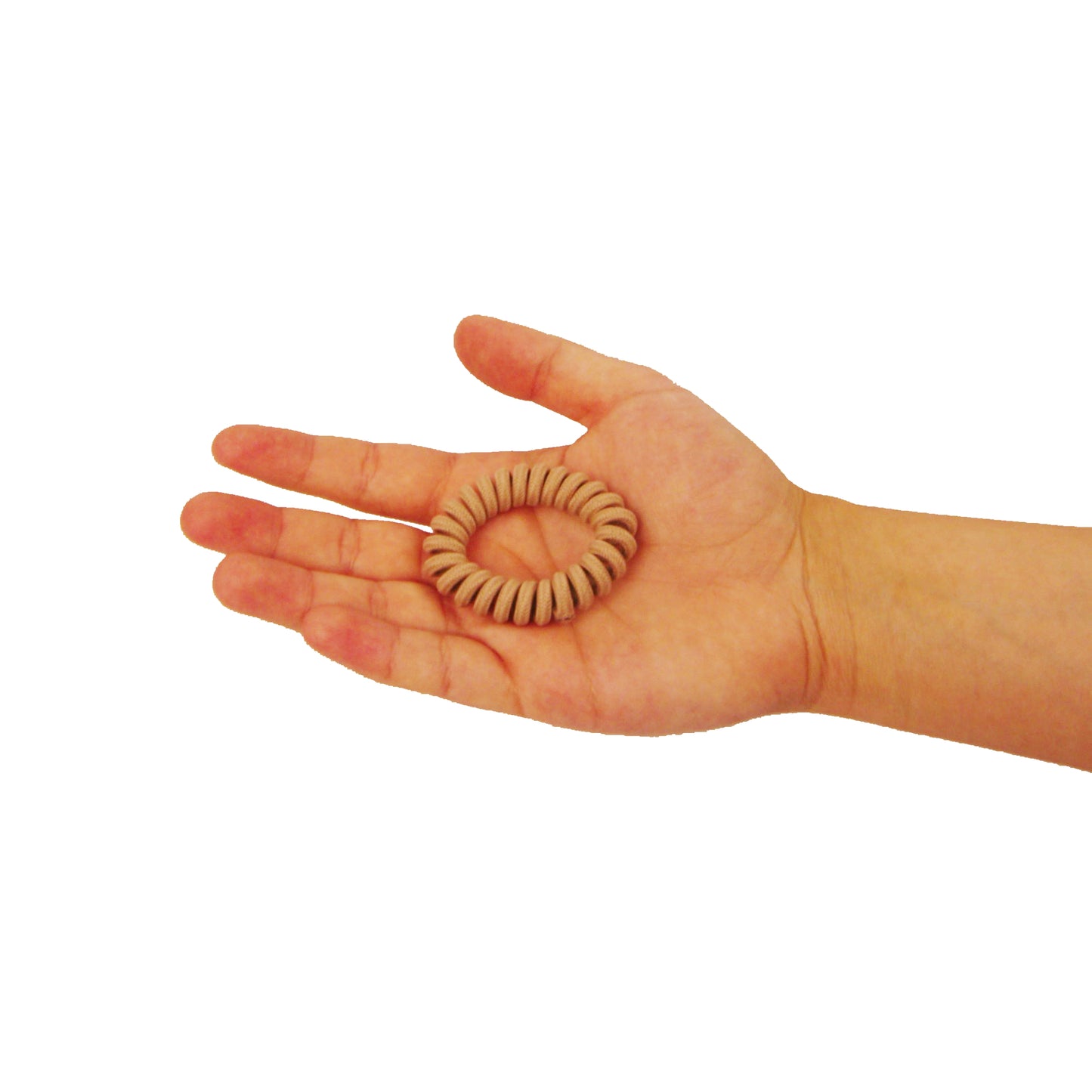 Amelia Beauty, 8 Small Fabric Wrapped Elastic Hair Coils, 1.75in Diameter Spiral Hair Ties, Gentle on Hair, Strong Hold and Minimizes Dents and Creases, Tan