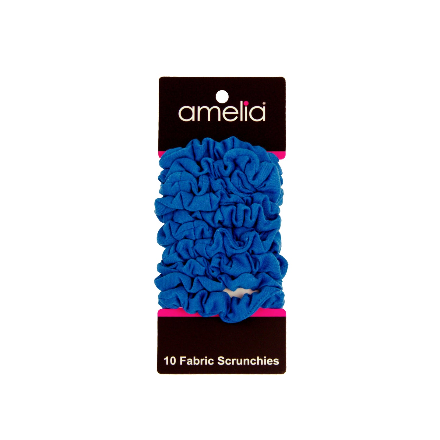 Amelia Beauty, Medium Blue Jersey Scrunchies, 2.5in Diameter, Gentle on Hair, Strong Hold, No Snag, No Dents or Creases. 10 Pack