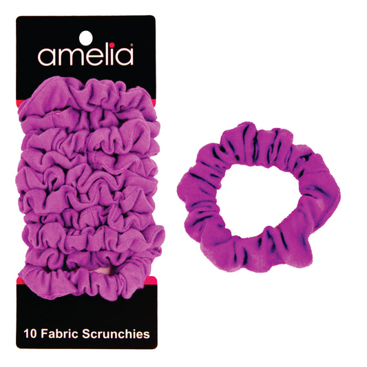 Amelia Beauty, Medium Purple Jersey Scrunchies, 2.5in Diameter, Gentle on Hair, Strong Hold, No Snag, No Dents or Creases. 10 Pack