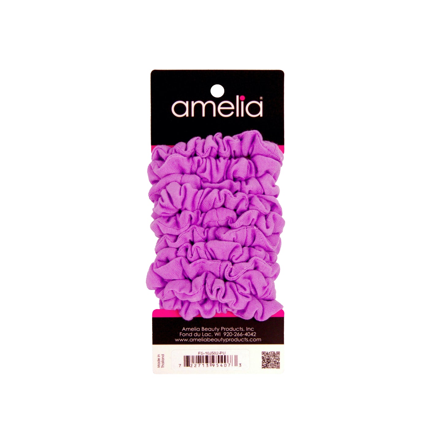 Amelia Beauty, Medium Purple Jersey Scrunchies, 2.5in Diameter, Gentle on Hair, Strong Hold, No Snag, No Dents or Creases. 10 Pack