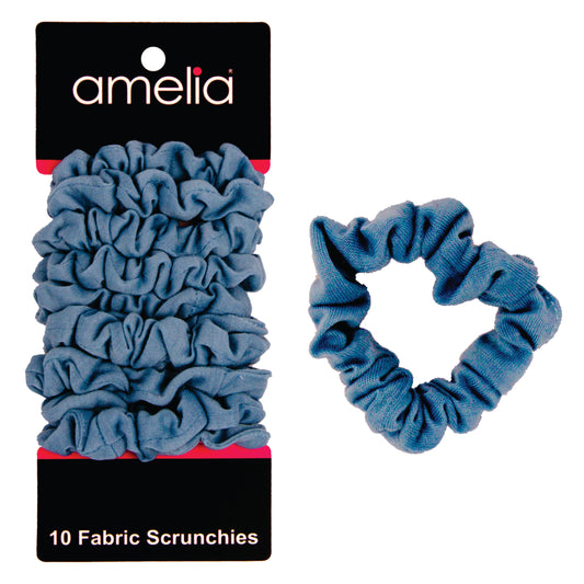 Amelia Beauty, Medium Light Sky Blue Jersey Scrunchies, 2.5in Diameter, Gentle on Hair, Strong Hold, No Snag, No Dents or Creases. 10 Pack