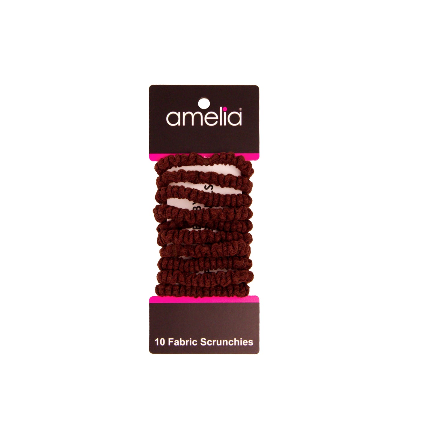 Amelia Beauty, Brown Ribbed Scrunchies, 2.25in Diameter, Gentle on Hair, Strong Hold, No Snag, No Dents or Creases. 10 Pack