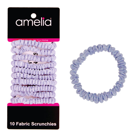 Amelia Beauty, Pastel Blue Ribbed Scrunchies, 2.25in Diameter, Gentle on Hair, Strong Hold, No Snag, No Dents or Creases. 10 Pack