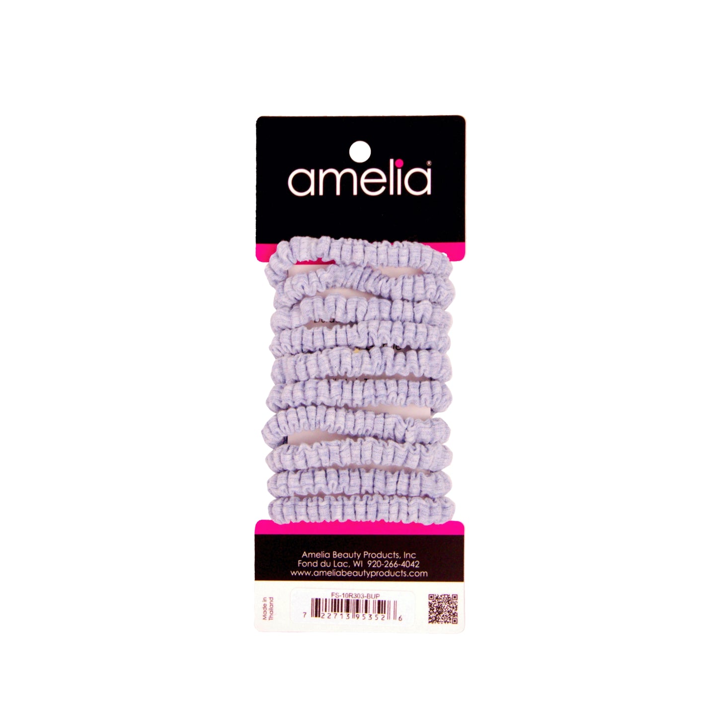 Amelia Beauty, Pastel Blue Ribbed Scrunchies, 2.25in Diameter, Gentle on Hair, Strong Hold, No Snag, No Dents or Creases. 10 Pack