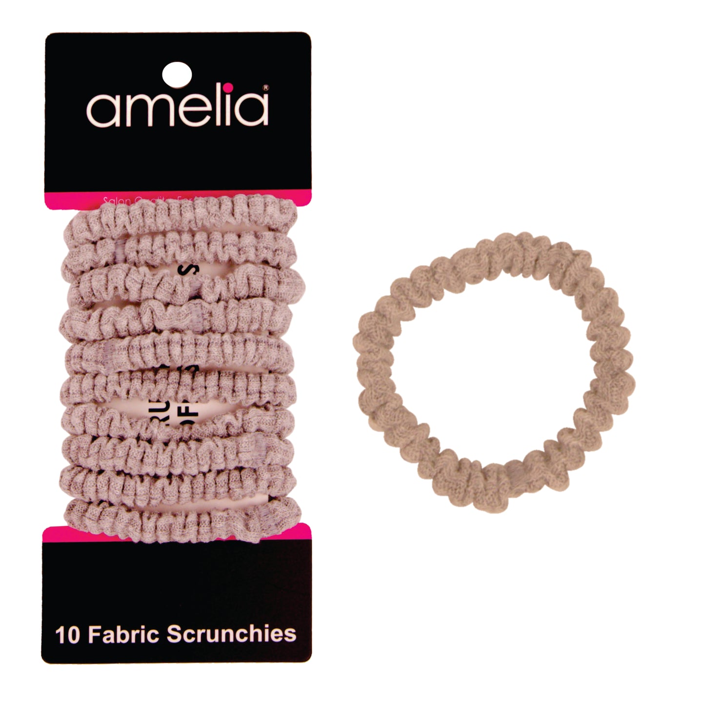 Amelia Beauty, Grey Ribbed Scrunchies, 2.25in Diameter, Gentle on Hair, Strong Hold, No Snag, No Dents or Creases. 10 Pack