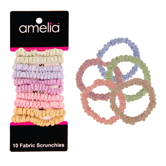 Amelia Beauty, Pastels Ribbed Scrunchies, 2.25in Diameter, Gentle on Hair, Strong Hold, No Snag, No Dents or Creases. 10 Pack