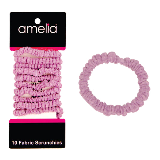 Amelia Beauty, Pastel Purple Ribbed Scrunchies, 2.25in Diameter, Gentle on Hair, Strong Hold, No Snag, No Dents or Creases. 10 Pack