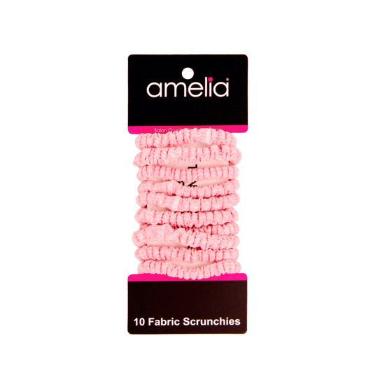 Amelia Beauty, Pastel Red Ribbed Scrunchies, 2.25in Diameter, Gentle on Hair, Strong Hold, No Snag, No Dents or Creases. 10 Pack