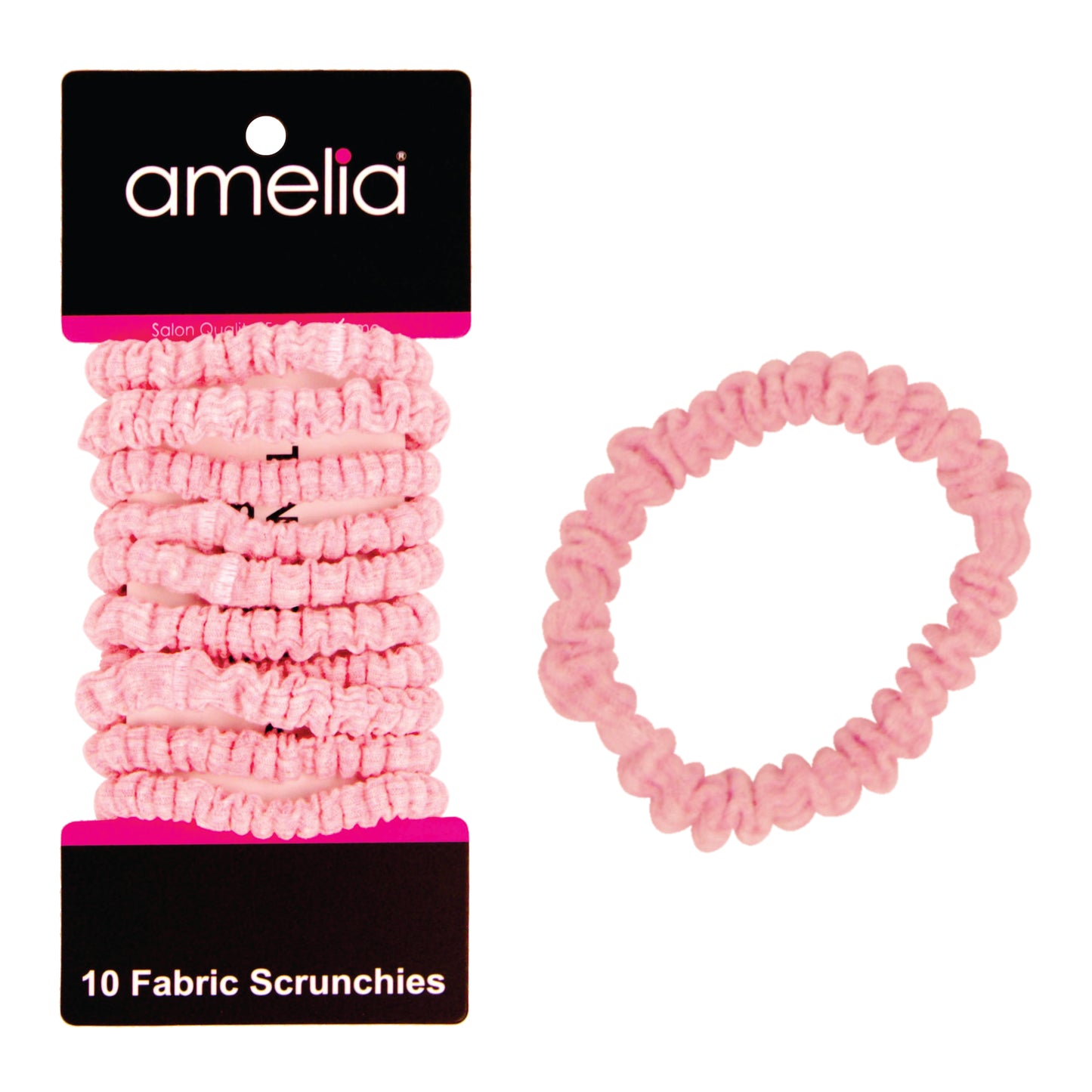 Amelia Beauty, Pastel Red Ribbed Scrunchies, 2.25in Diameter, Gentle on Hair, Strong Hold, No Snag, No Dents or Creases. 10 Pack