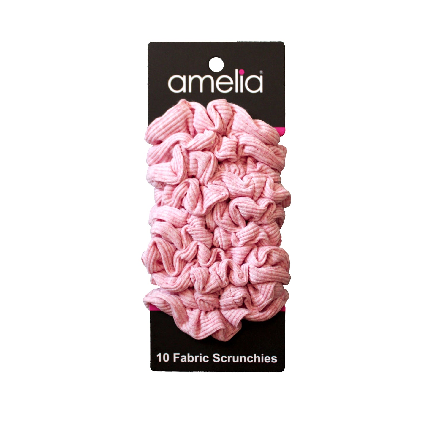 Amelia Beauty, Medium Pastel Red Ribbed Scrunchies, 2.5in Diameter, Gentle on Hair, Strong Hold, No Snag, No Dents or Creases. 10 Pack