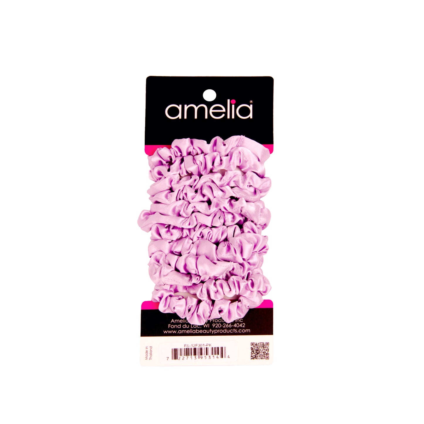 Amelia Beauty, Pink Satin Scrunchies, 2.25in Diameter, Gentle on Hair, Strong Hold, No Snag, No Dents or Creases. 12 Pack