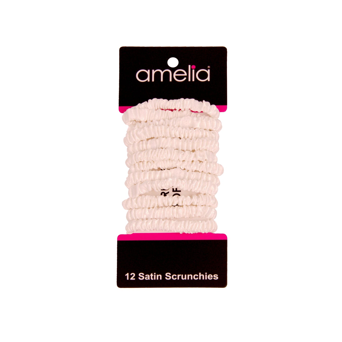 Amelia Beauty, White Skinny Satin Scrunchies, 2in Diameter, Gentle and Strong Hold, No Snag, No Dents or Creases. 12 Pack