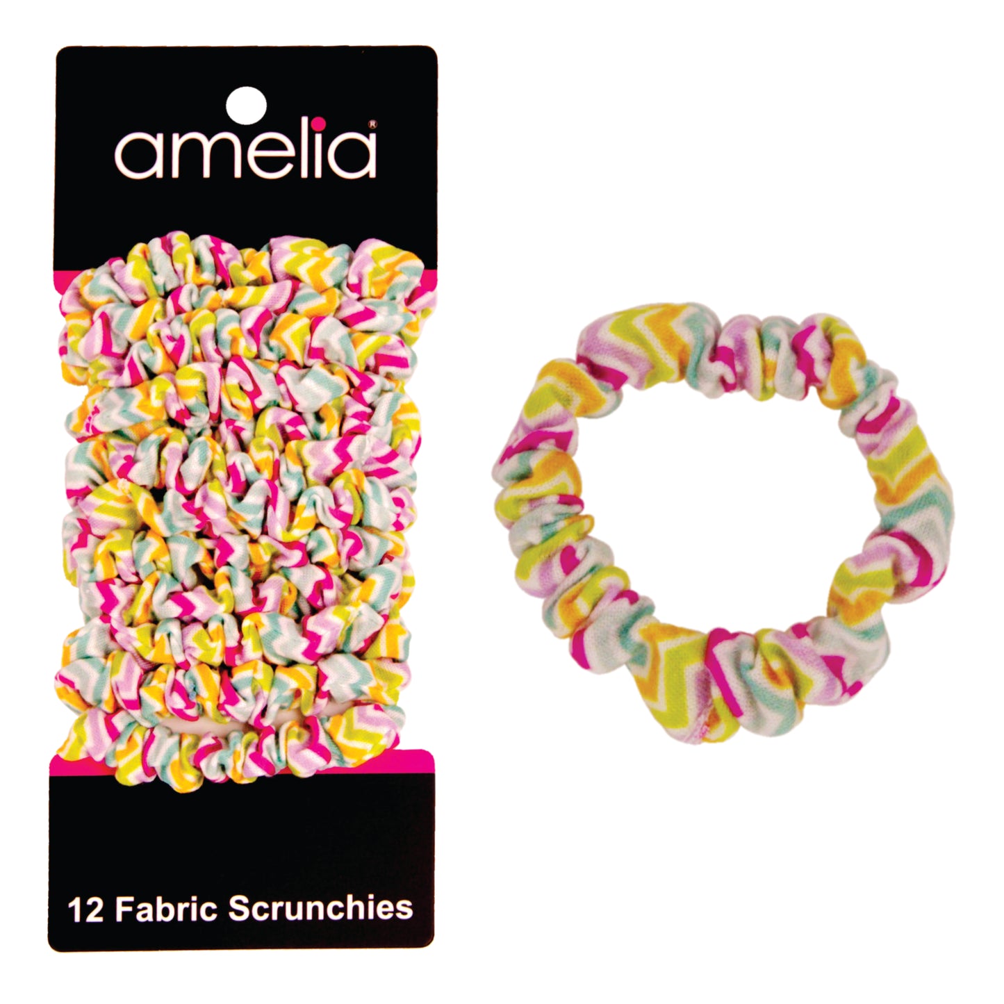 Amelia Beauty, Pastel Stripe Jersey Scrunchies, 2.25in Diameter, Gentle on Hair, Strong Hold, No Snag, No Dents or Creases. 12 Pack