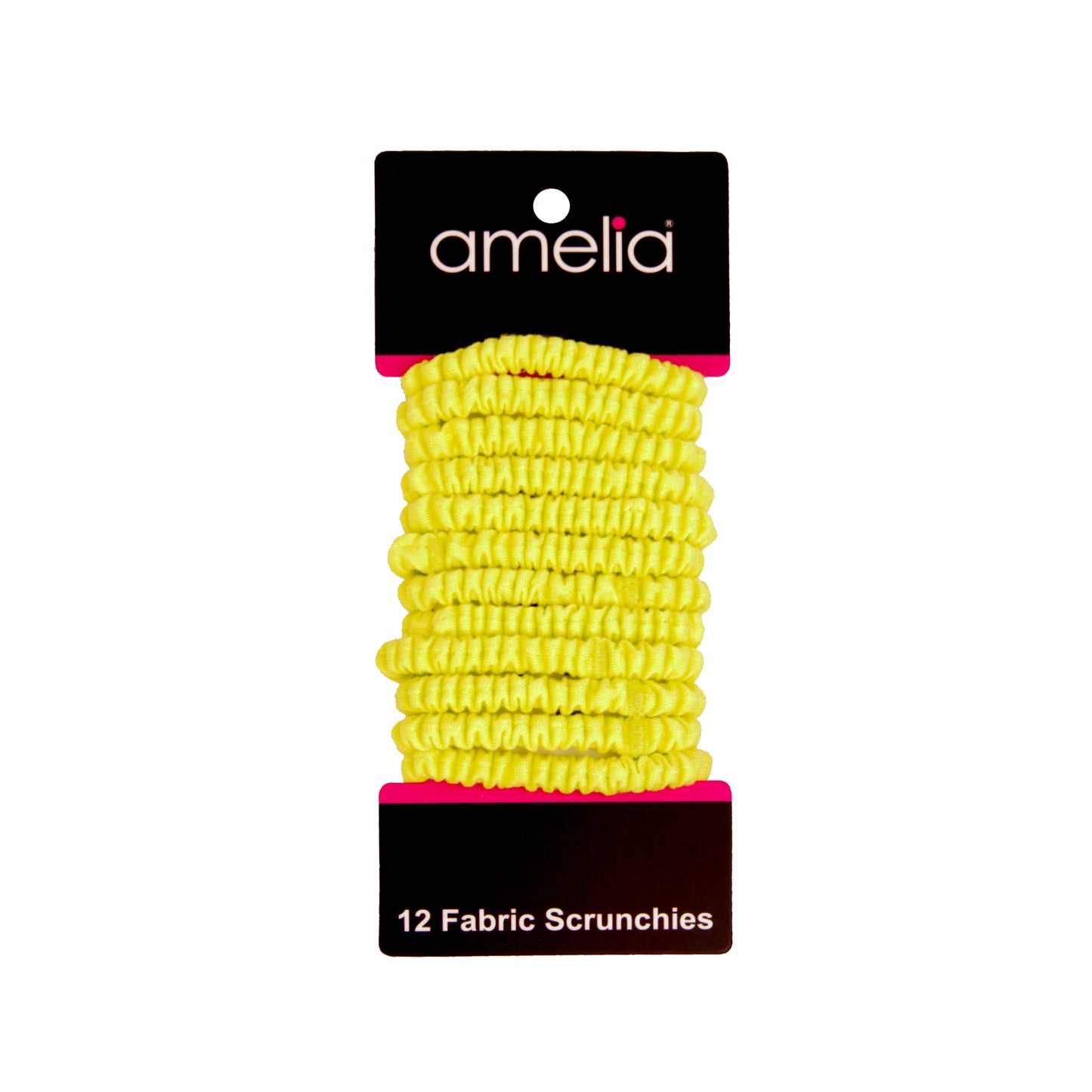 Amelia Beauty, Neon Lime Skinny Jersey Scrunchies, 2.125in Diameter, Gentle on Hair, Strong Hold, No Snag, No Dents or Creases. 12 Pack