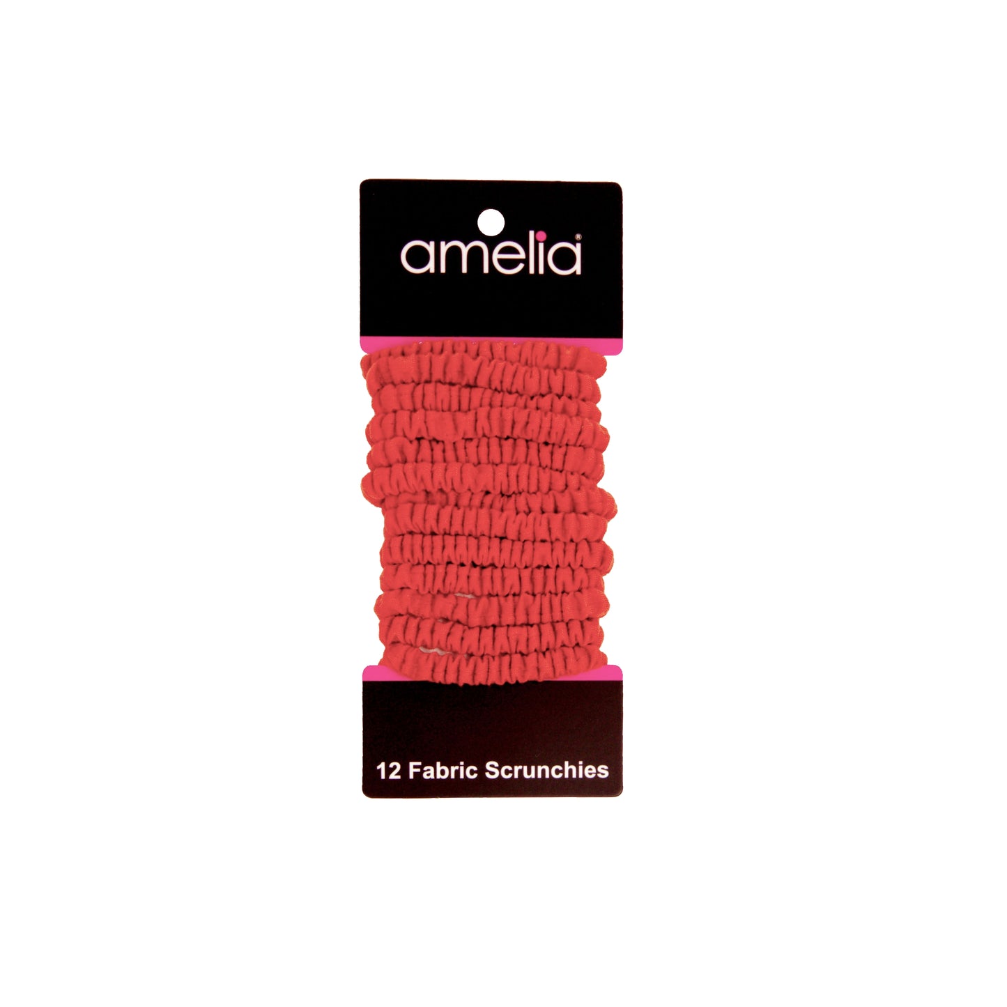 Amelia Beauty, Red Skinny Jersey Scrunchies, 2.125in Diameter, Gentle on Hair, Strong Hold, No Snag, No Dents or Creases. 12 Pack
